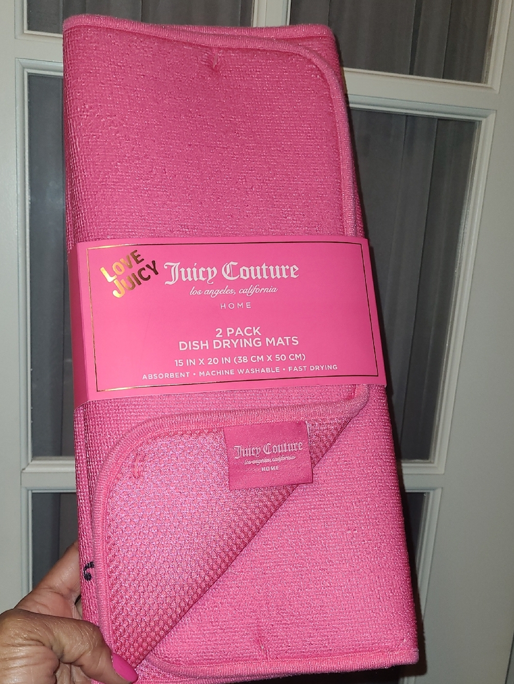 Juicy Couture Bright Pink Dish Drying Mat Set